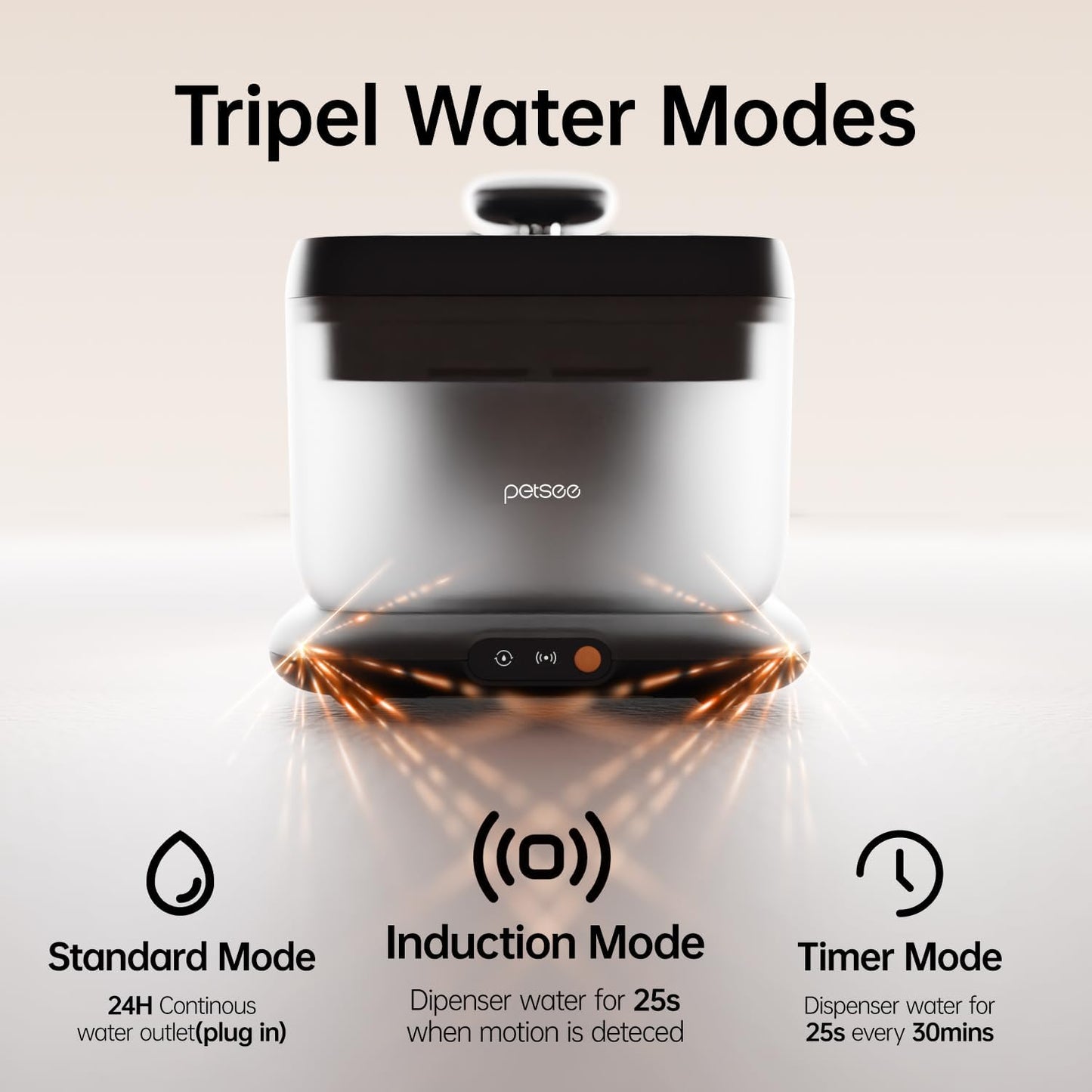 Thermostatic Automatic Pet Water Fountain, Cordless Pet Water Dispenser, Automatic Heating, 4.5L with Stainless Steel Tray for Cats Dogs Multiple Pets Indoor, S7 Plus Grey