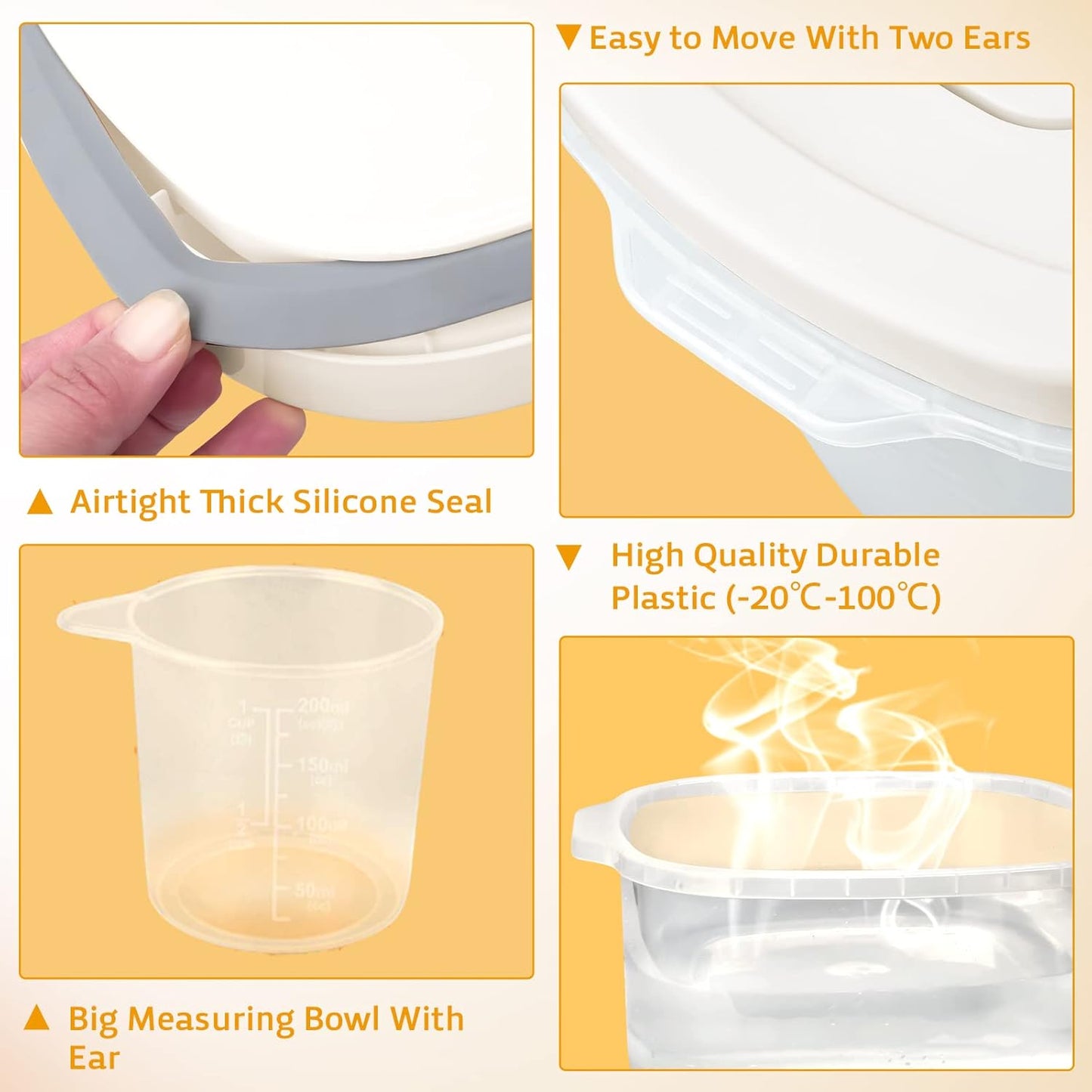 Large Airtight Food Storage Container Bin, 20-lb Dry Food Rice Container with Lid-Lock Handle and Measuring Cup. Cereal, Flour Dog Cat Pet Food Containers