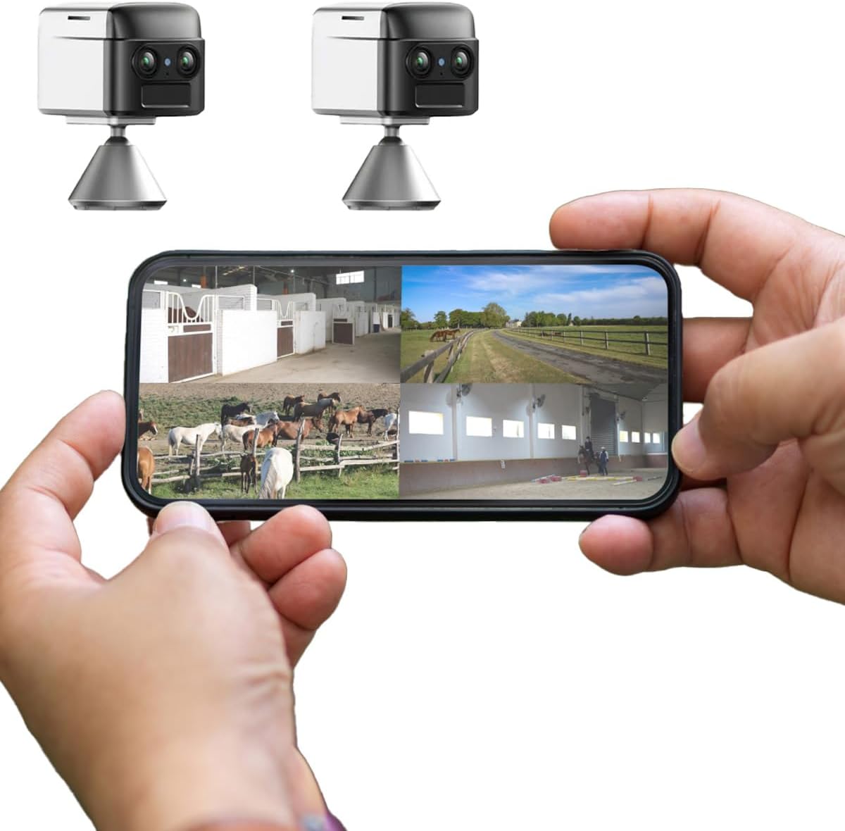 NomadEye Wireless Horse Trailer Camera – 4K Live Video & 2-Way Audio – WiFi Connect – Magnetic Mount – 15Hrs Recording – Night Vision – iOS & Android App (2 Pack)