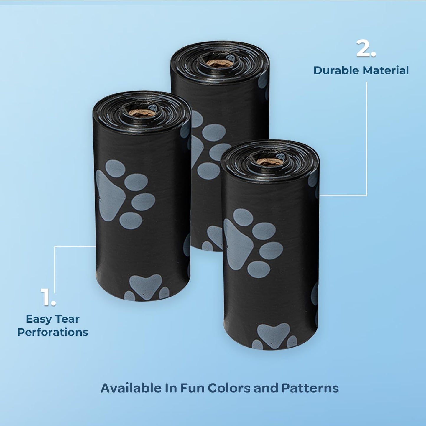 Best Pet Supplies Dog Poop Bags (150 Bags) for Waste Refuse Cleanup, Doggy Roll Replacements for Outdoor Puppy Walking and Travel, Leak Proof and Tear Resistant, Thick Plastic - Black