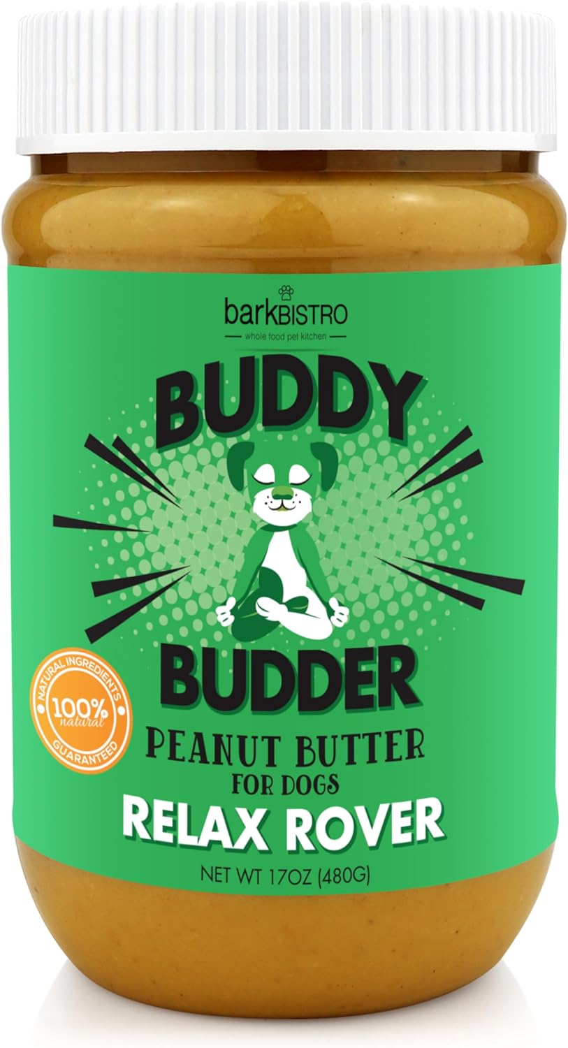 Relax Rover Buddy Budder (Stress + Anxiety), 100% Natural Dog Peanut Butter, Dog Supplment, Made in USA 17oz