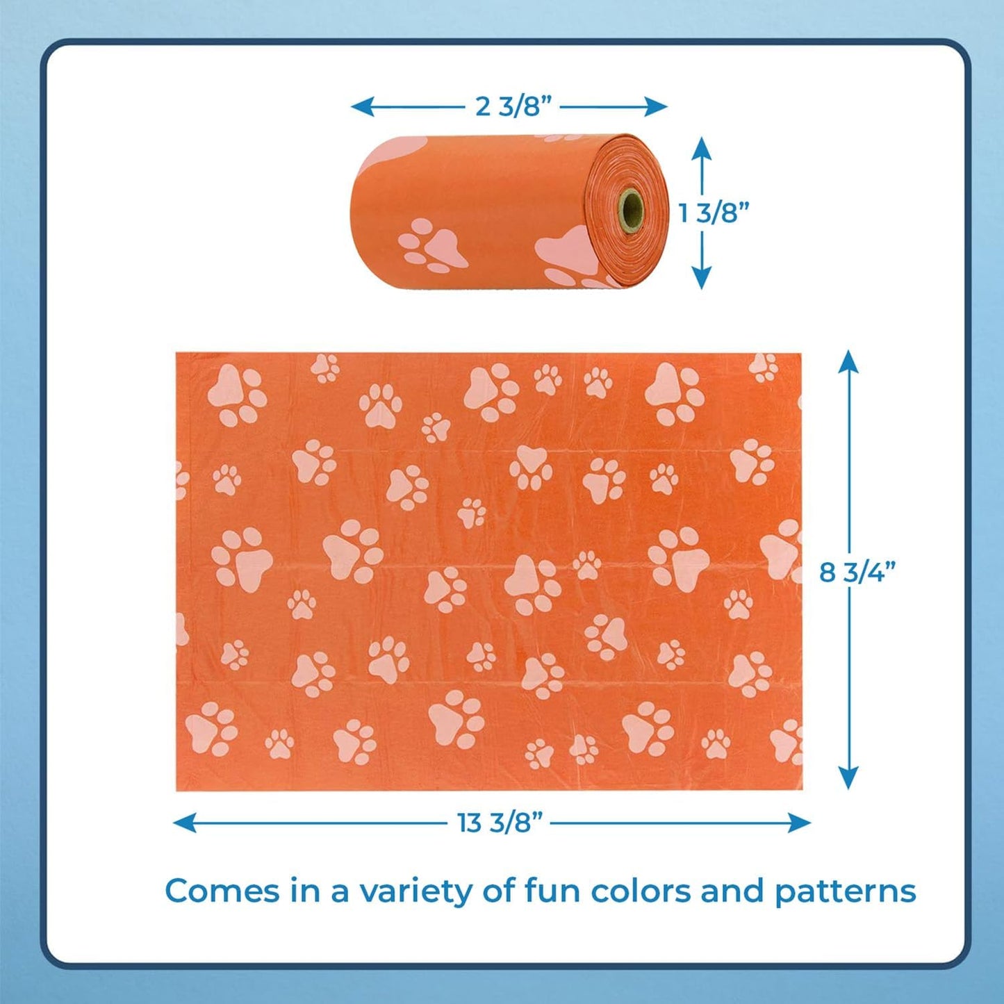 Best Pet Supplies Dog Poop Bags (150 Bags) for Waste Refuse Cleanup, Doggy Roll Replacements for Outdoor Puppy Walking and Travel, Leak Proof and Tear Resistant, Thick Plastic - Orange