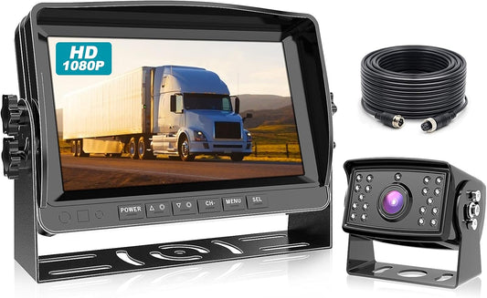 Fookoo Ⅱ HD Backup Camera System Kit, 9" 1080P Reversing Monitor+IP69 Waterproof Rear View Camera, Sharp CCD Chip, 100% Not Wash Up, Truck/Semi Trailer/Box Truck/RV (DY901-Wired)