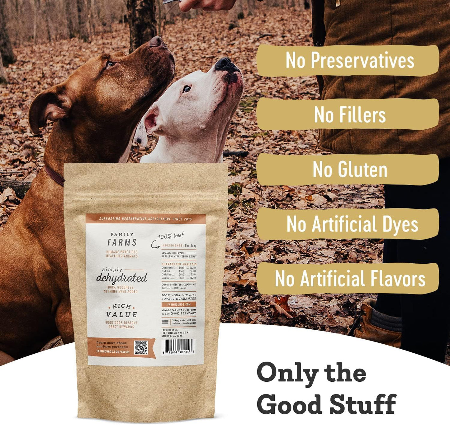 Farm Hounds - Beef Lung - Premium Natural Beef Lung Jerky for Dogs - Made from 100% Humanely Raised Cattle - Organ Treat - Great for Training & Treats - No Added Fillers - Made in USA - 2 oz - 2 Pack